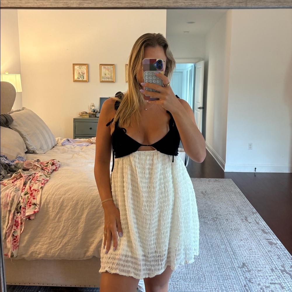White and black dress